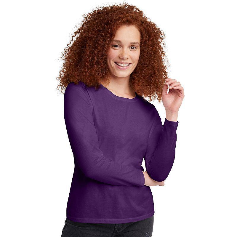 Womens Hanes Originals Long Sleeve Tee Purple Splendor Product Image