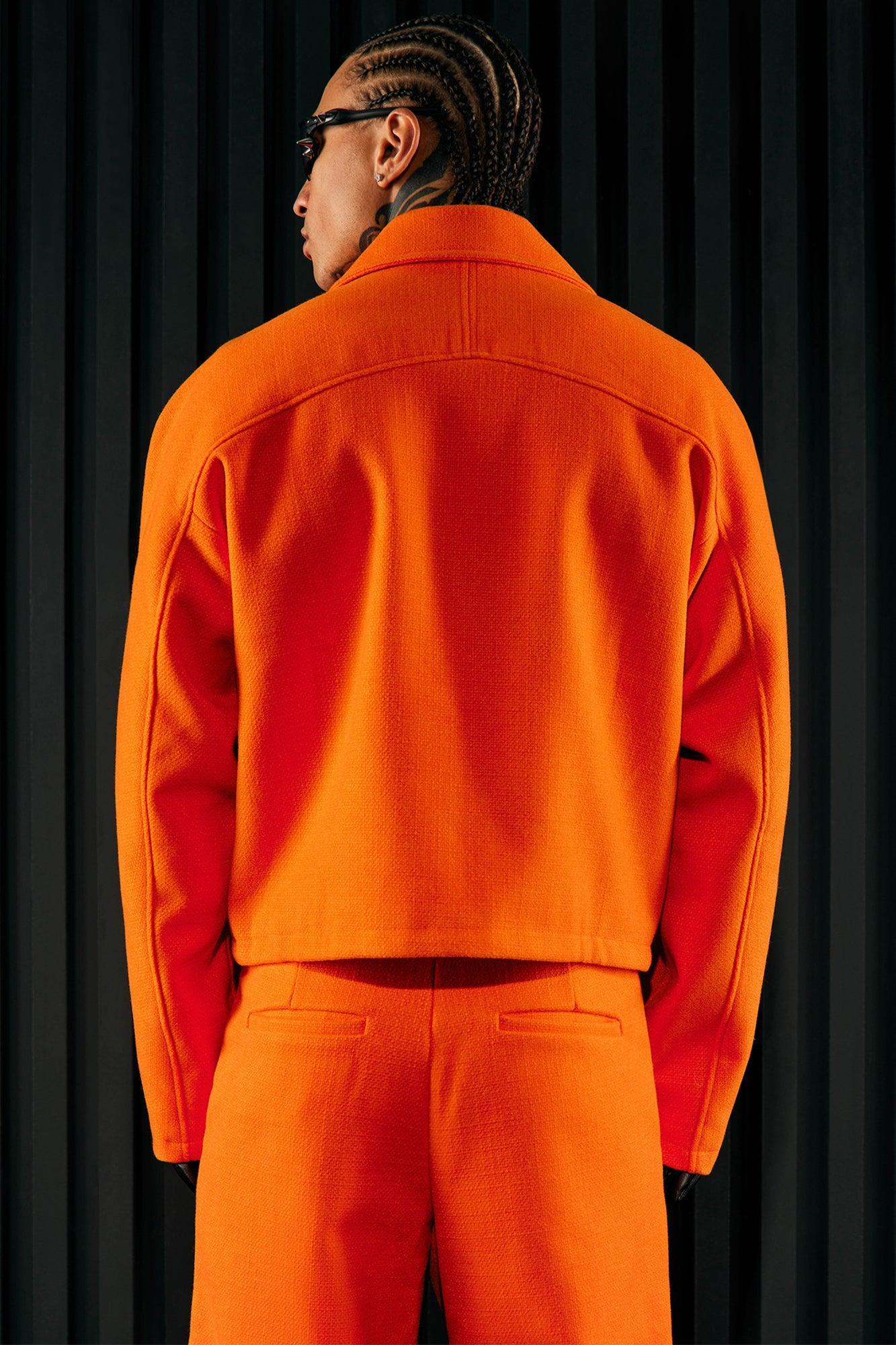 Wilder Textured Weave Cropped Jacket - Orange Product Image