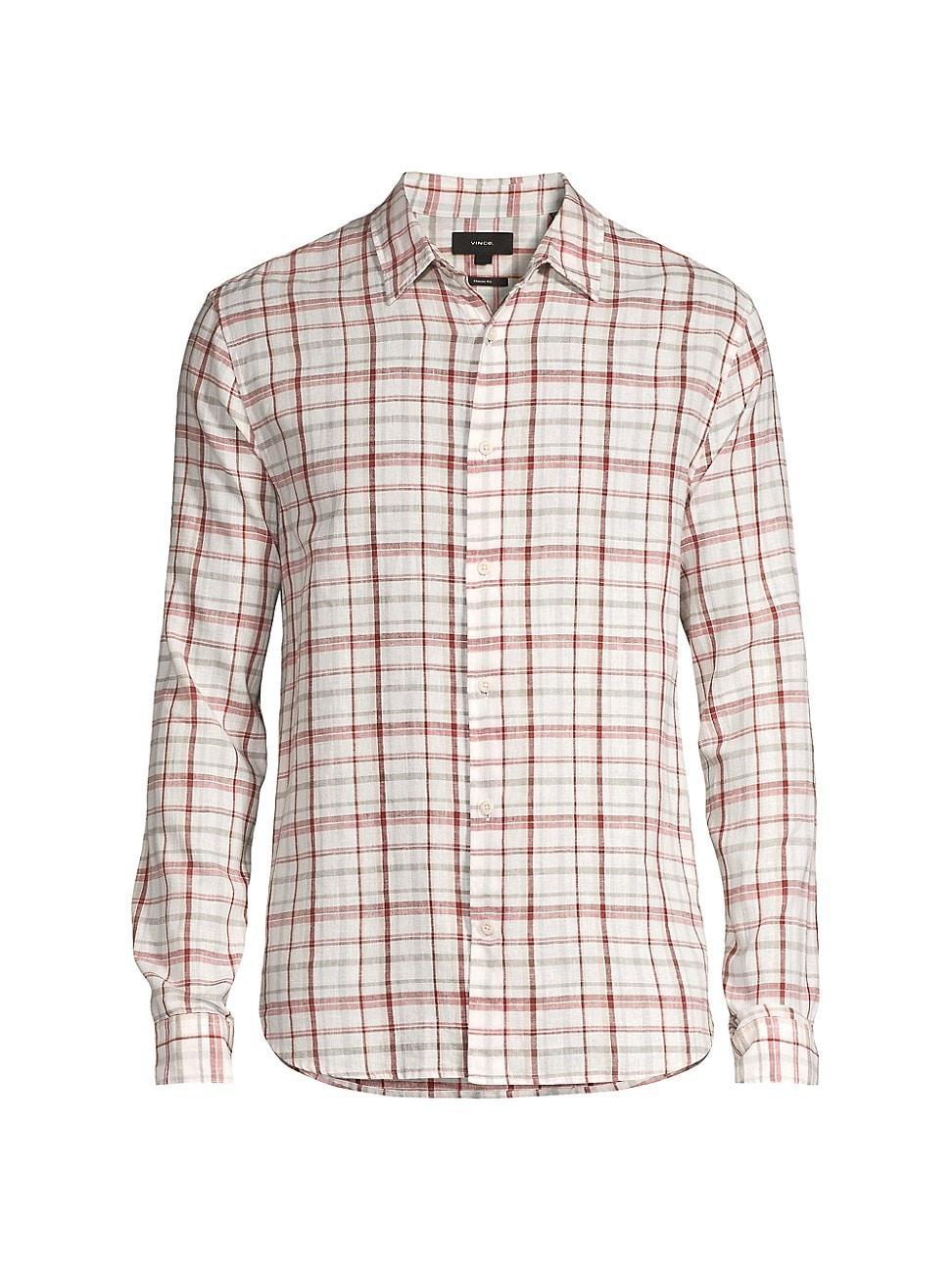 Mens Oakmont Plaid Linen & Cotton-Blend Shirt Product Image