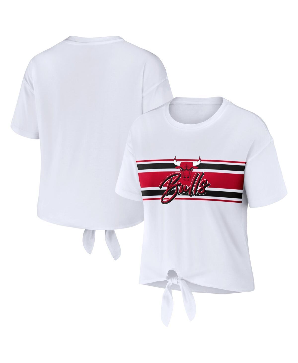 Womens Wear by Erin Andrews White Chicago Bulls Tie-Front T-shirt Product Image