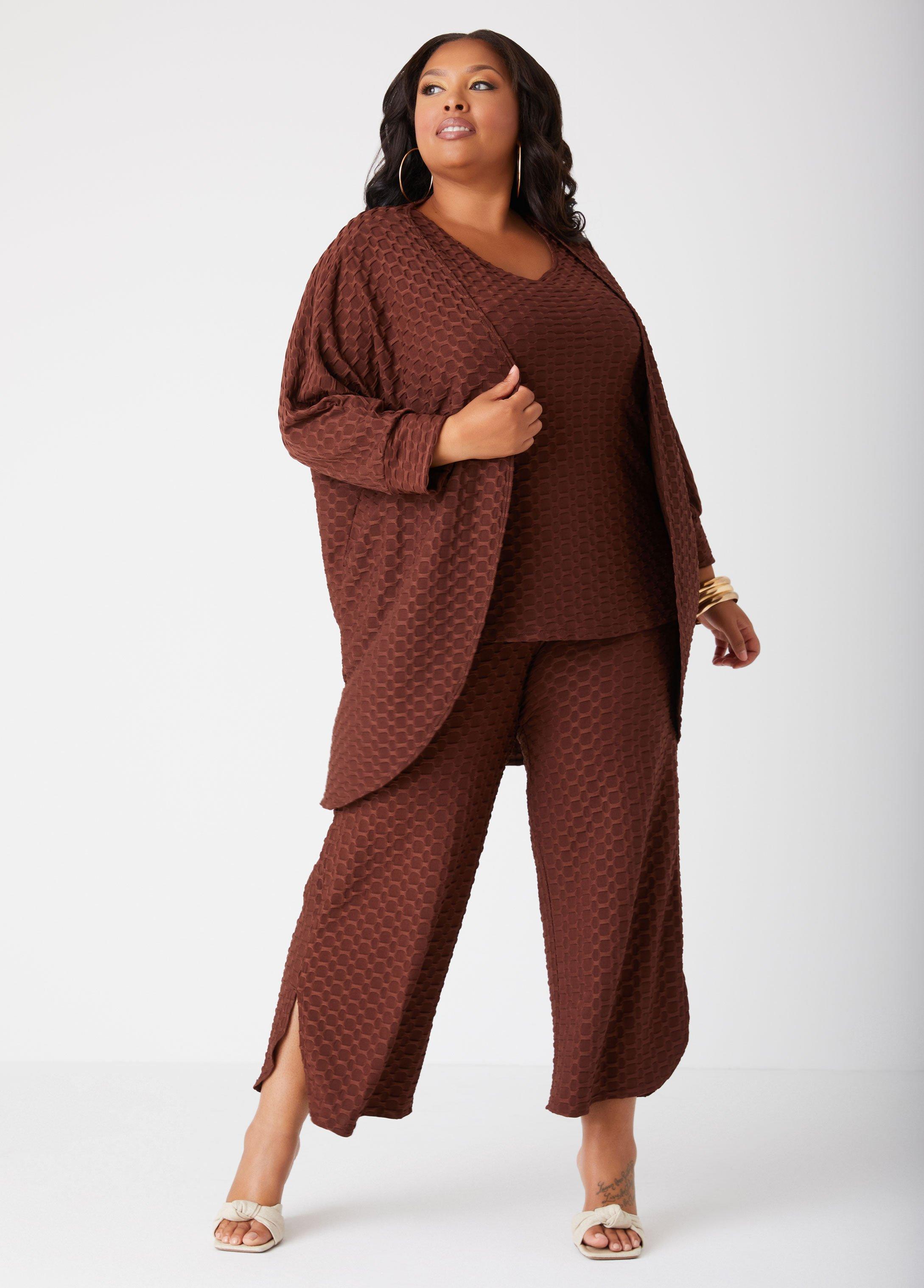 Plus Size Honeycomb Knit Cardigan Ashley Stewart Product Image