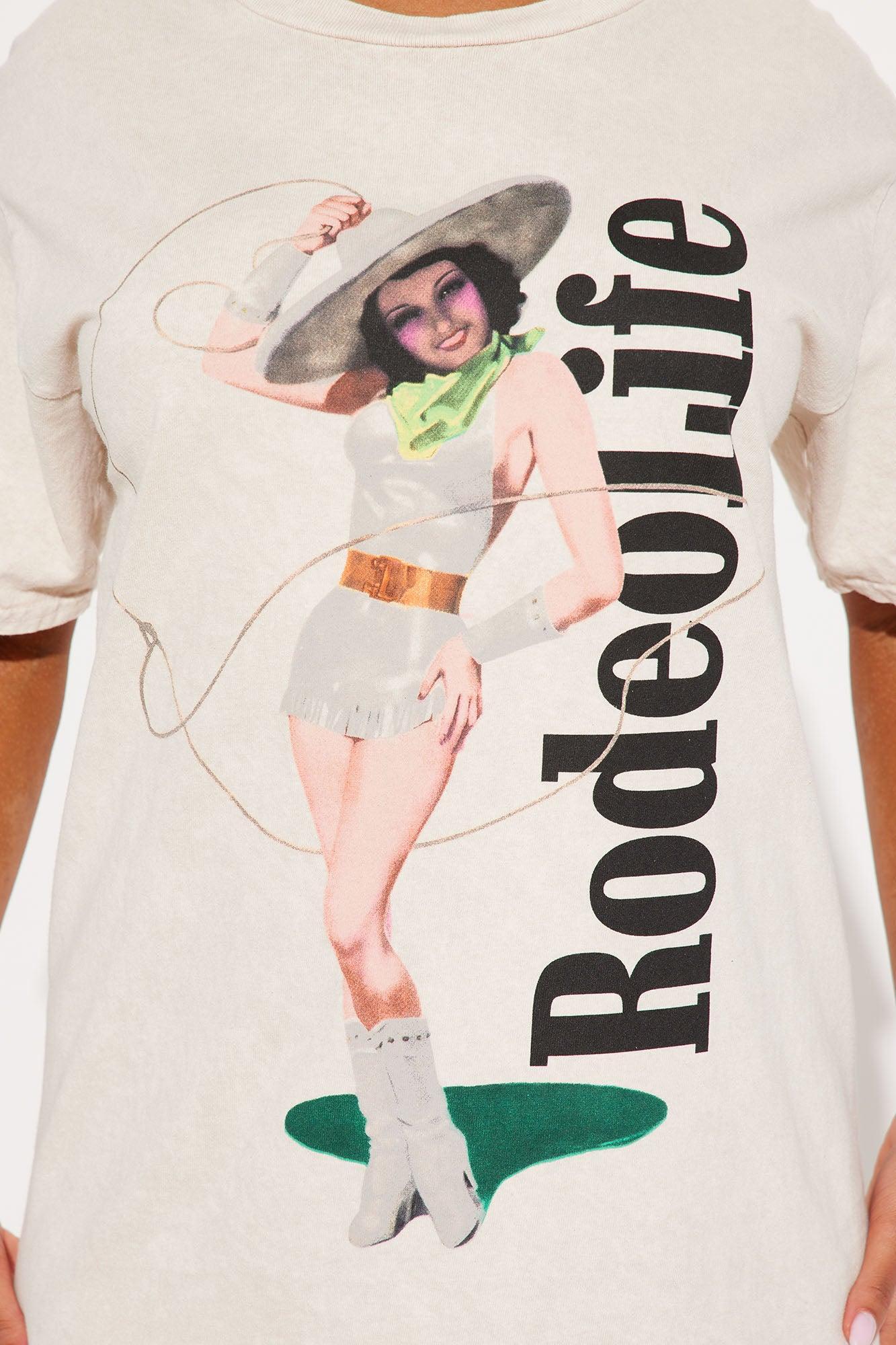 Rodeo Life Washed Oversized Tee - Sand Product Image