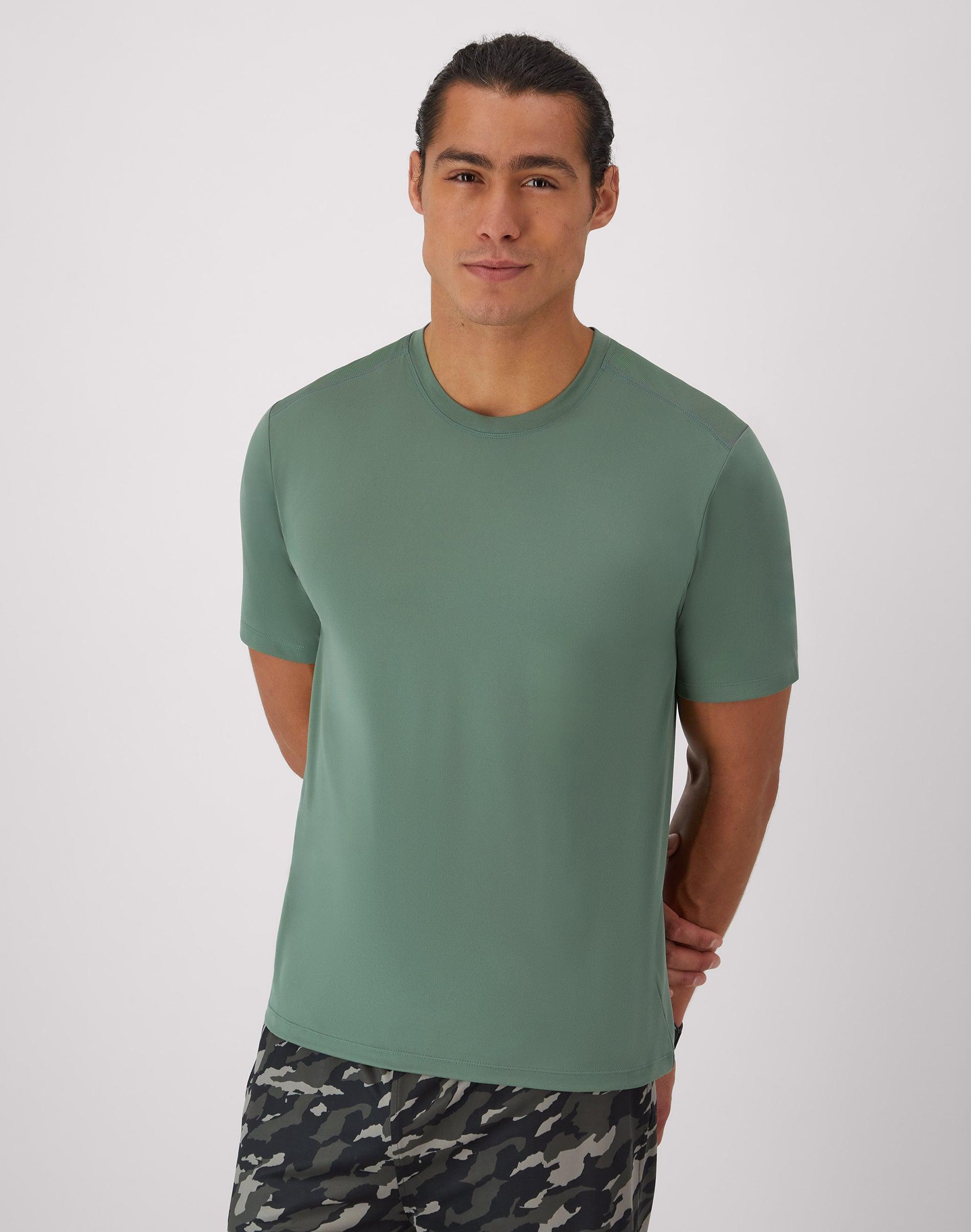 Hanes Moves Mens Air Mesh T-Shirt Herbal Olive Green S Product Image