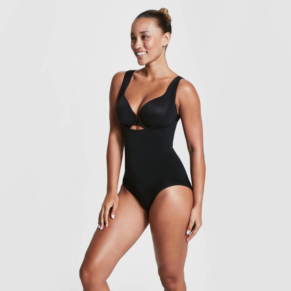 ASSETS by SPANX Women's Remarkable Results Open-Bust Brief Bodysuit - Black S Product Image