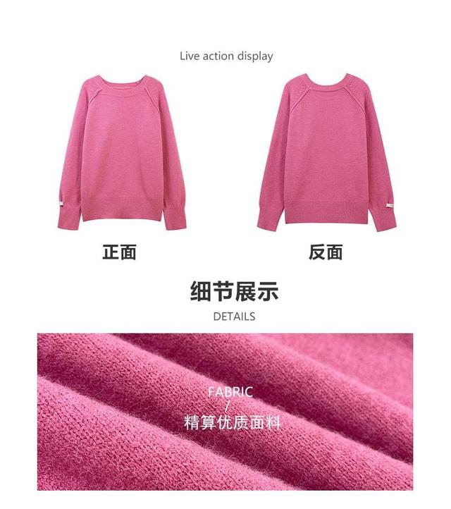 Round Neck Plain Sweater Product Image