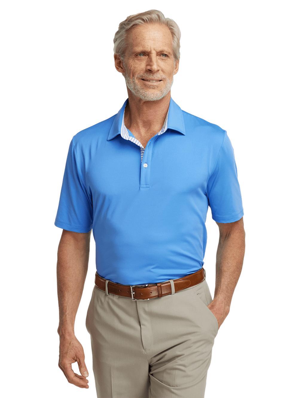 Performance Blend Three Button Polo - Blue Product Image