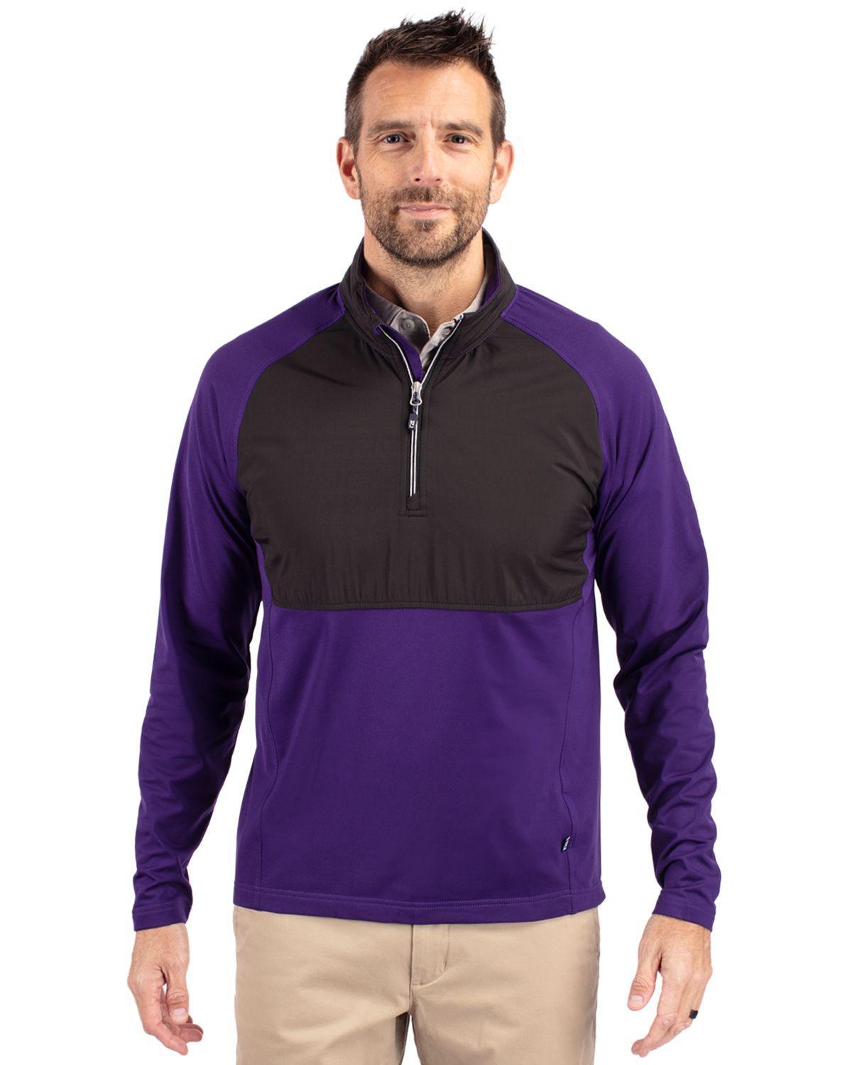 Cutter & Buck Mens Adapt Eco Knit Hybrid Recycled Quarter Zip Jacket Product Image