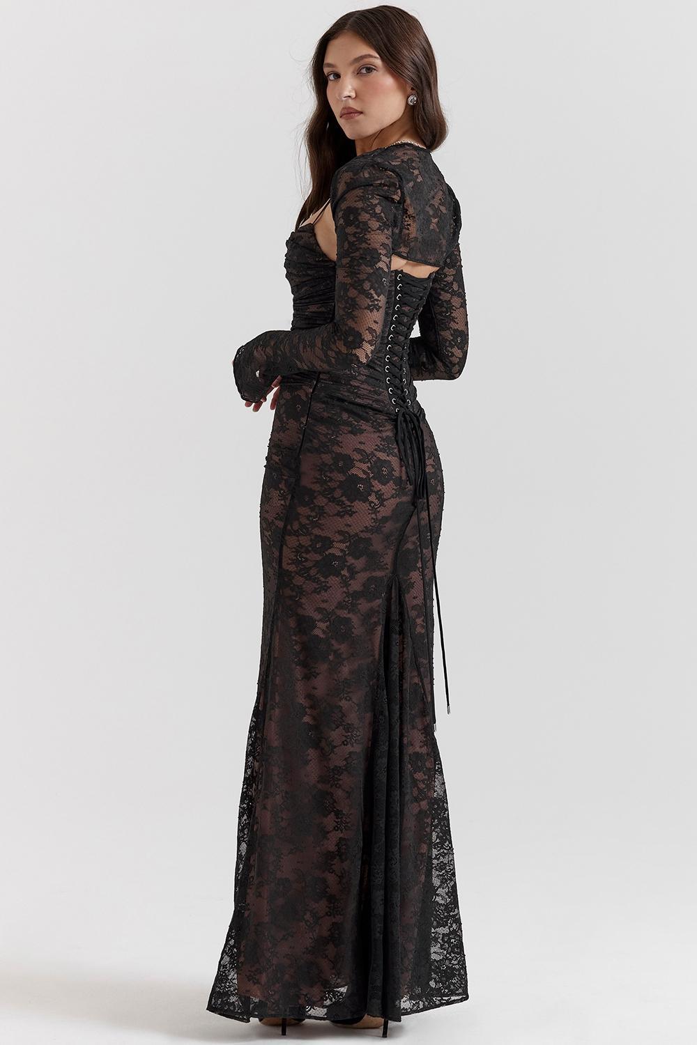 Artemis Black Lace Maxi Dress Product Image