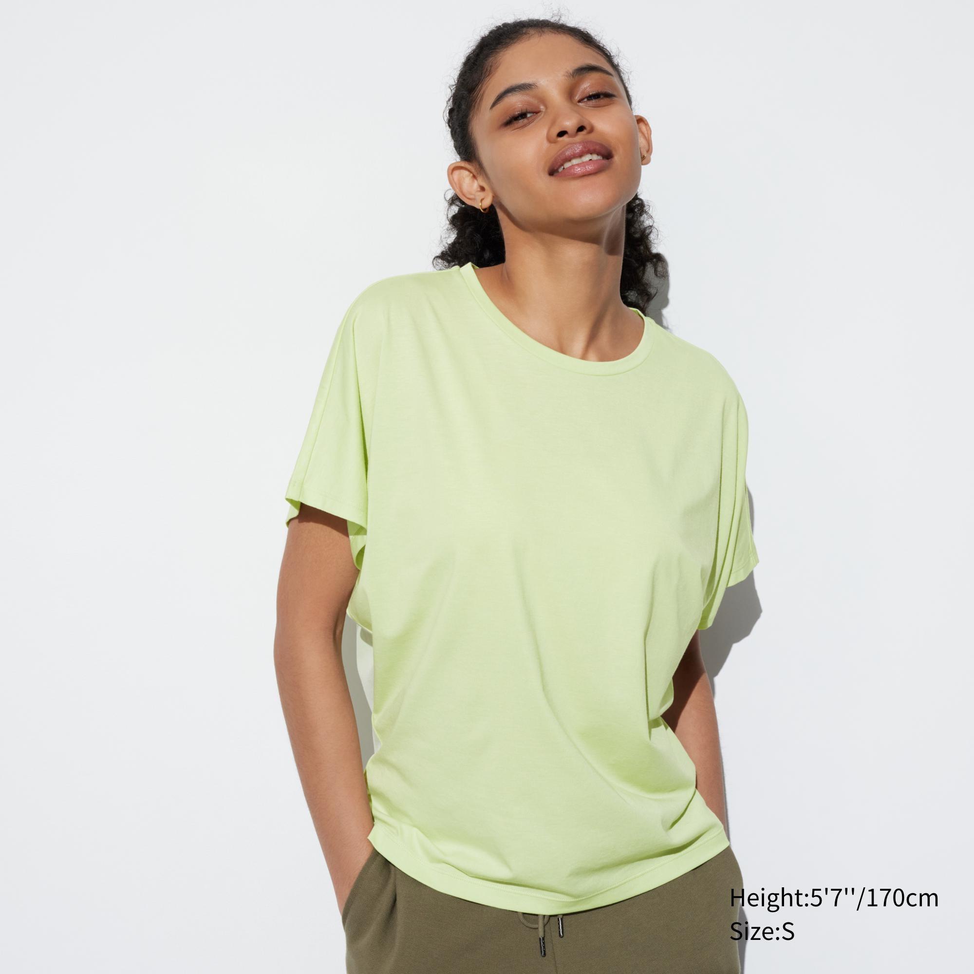 Womens Airism Drape Short Sleeve T-Shirt Green 2XL UNIQLO US Product Image