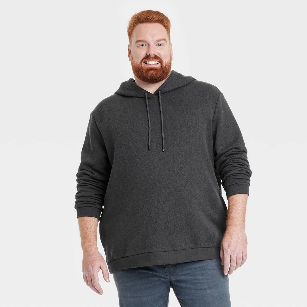 Mens Big & Tall Textured Fleece Hooded Sweatshirt - Goodfellow & Co Charcoal 3XLT Product Image