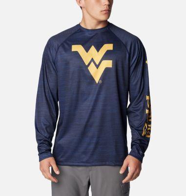 Mens Columbia West Virginia Mountaineers PFG Terminal Tackle Omni-Shade Raglan Long Sleeve T-Shirt Blue Product Image