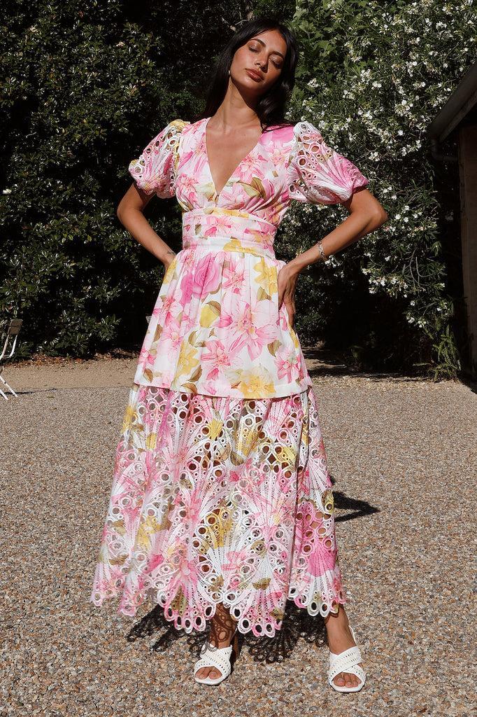 Floral Skies Maxi Dress Pink Product Image