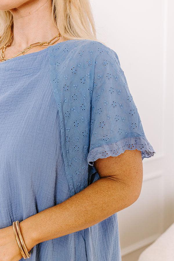 Sunday Mornings Eyelet Shift Dress in Airy Blue Curves Product Image