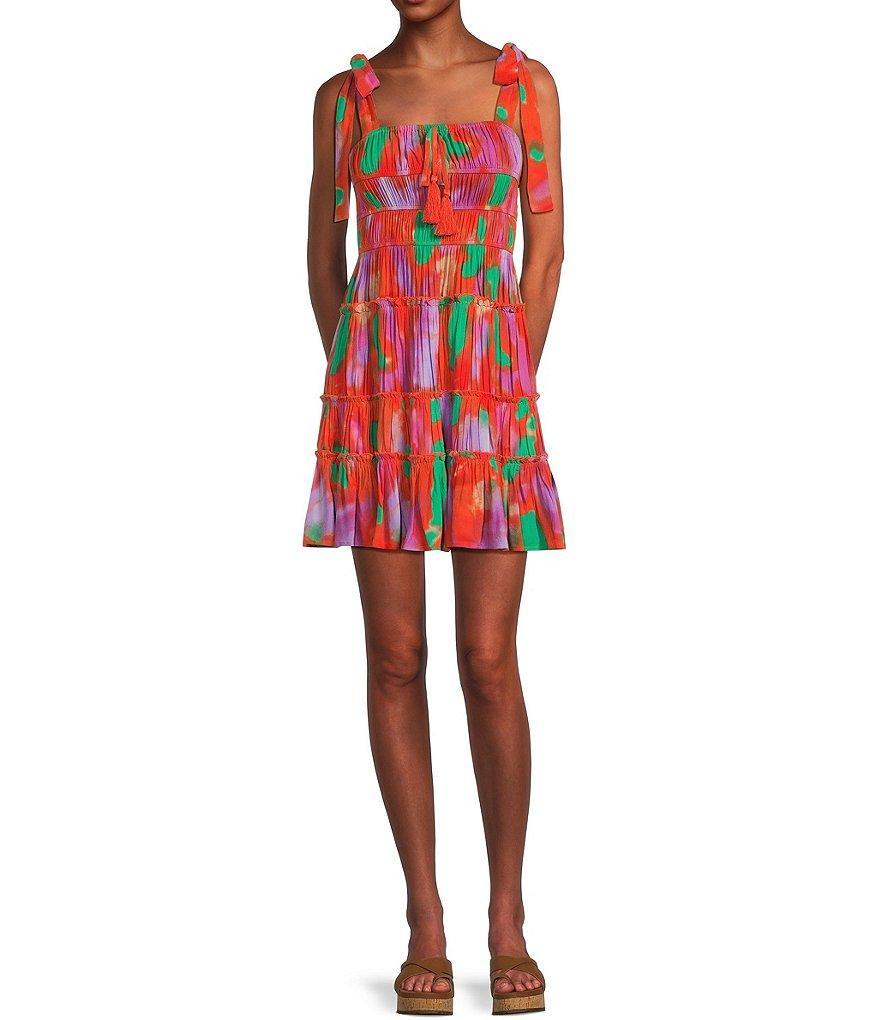 C&V Chelsea & Violet Printed Tie Shoulder Dress Product Image