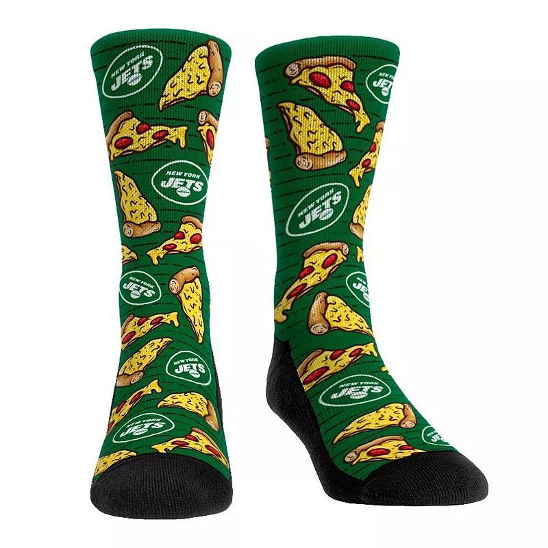 Mens Rock Em Socks New York Jets Localized Food Pizza Crew Socks Product Image