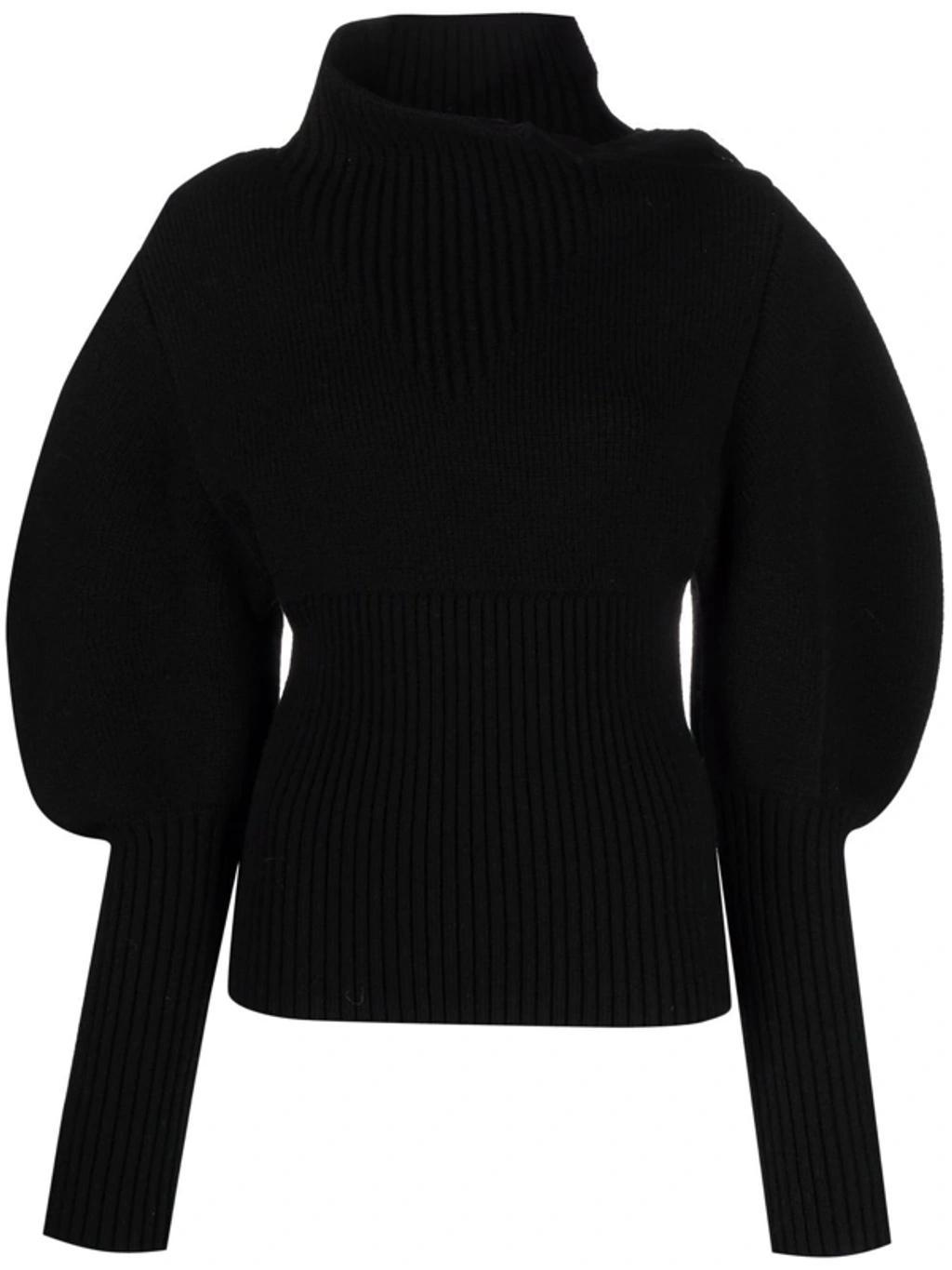 Ribbed Wool-blend Turtleneck Sweater In Black Product Image