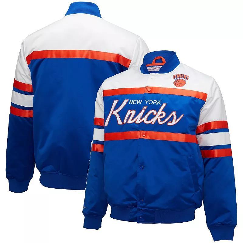 Mens Mitchell & Ness /White New York Knicks Big & Tall Heavyweight Full-Snap Satin Jacket Product Image