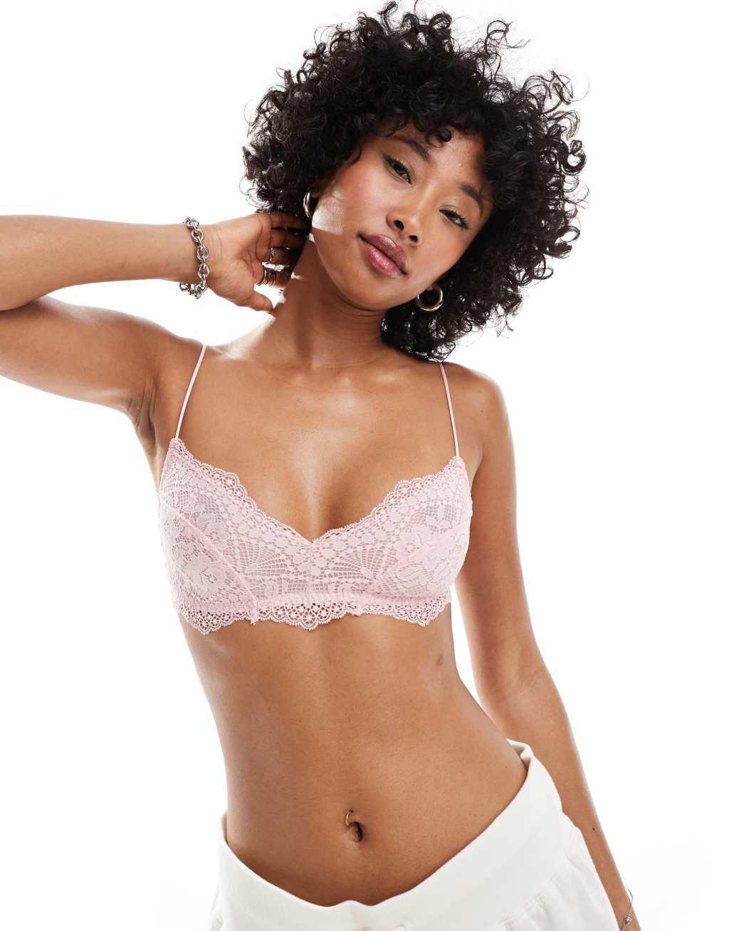 Free People maya multiway lace bralette in pale pink Product Image