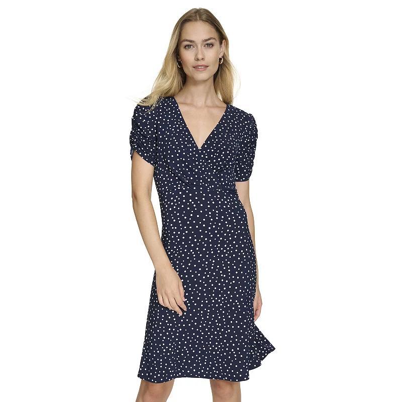 Womens Harper Rose Short Sleeve Surplice Dress Blue Dot Product Image