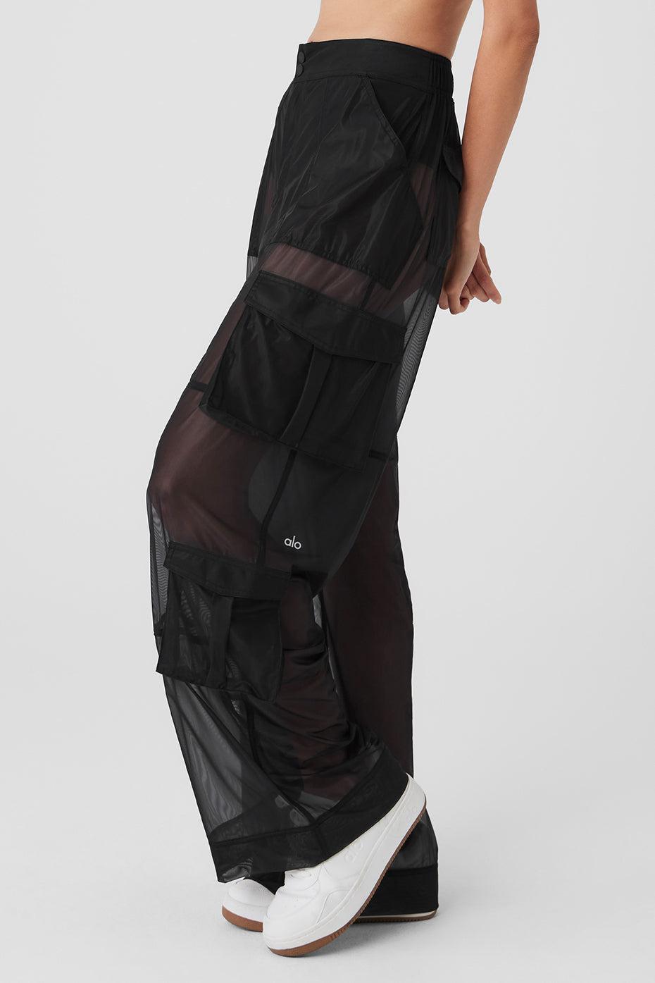 Sheer Effusion Cargo Wide Leg Trouser - Black Female Product Image