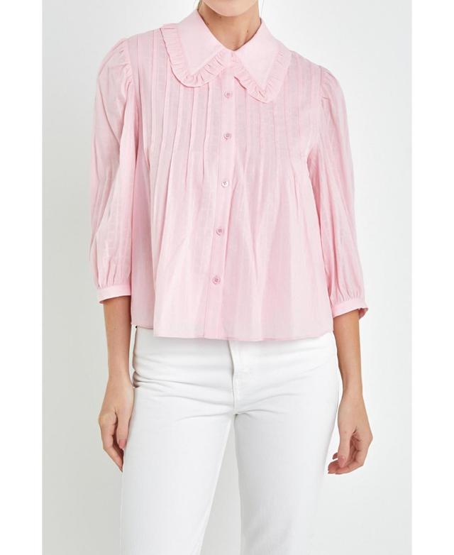 Womens Ruffled Collar Blouse Product Image