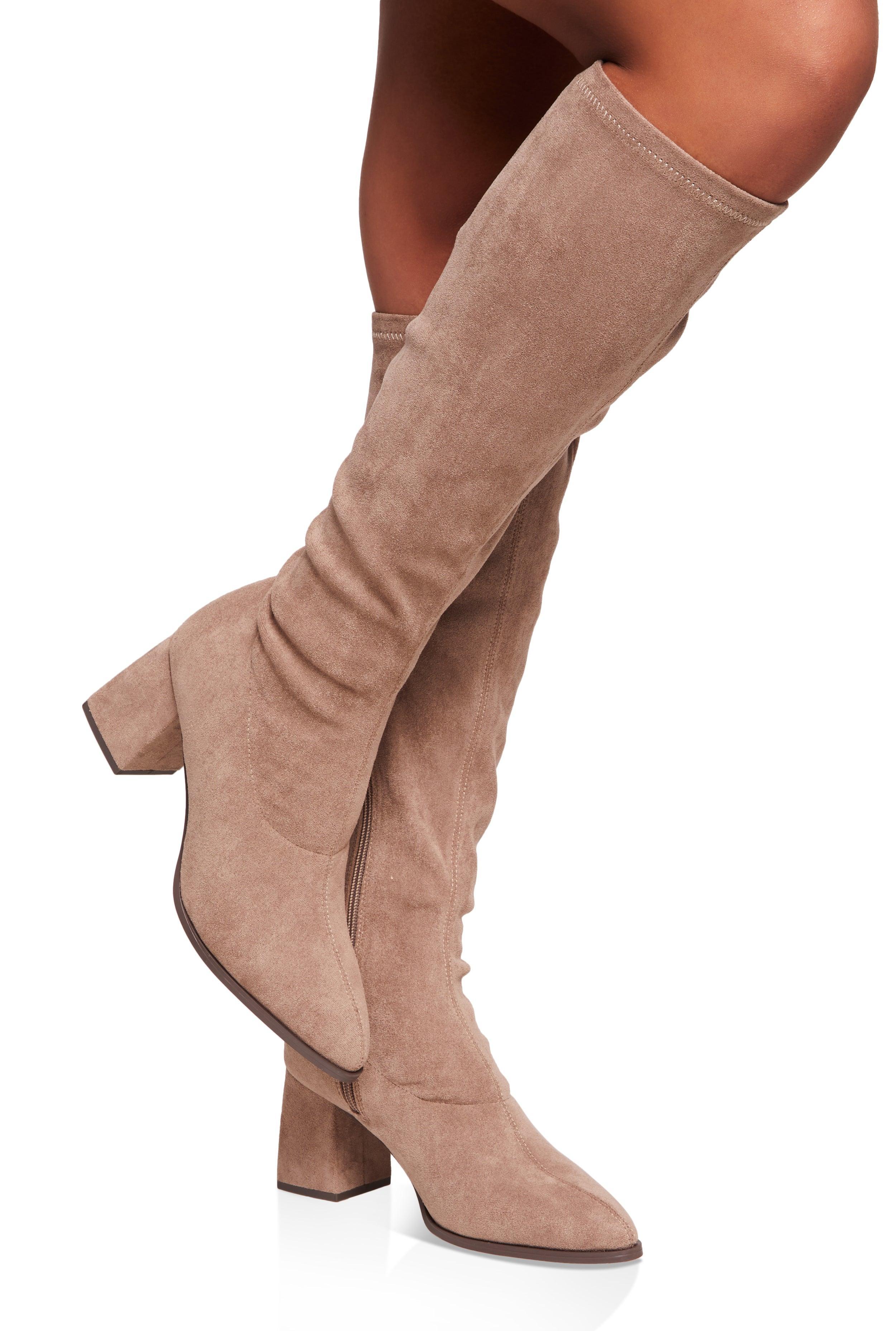 Womens Faux Suede Block Heel Tall Boots product image