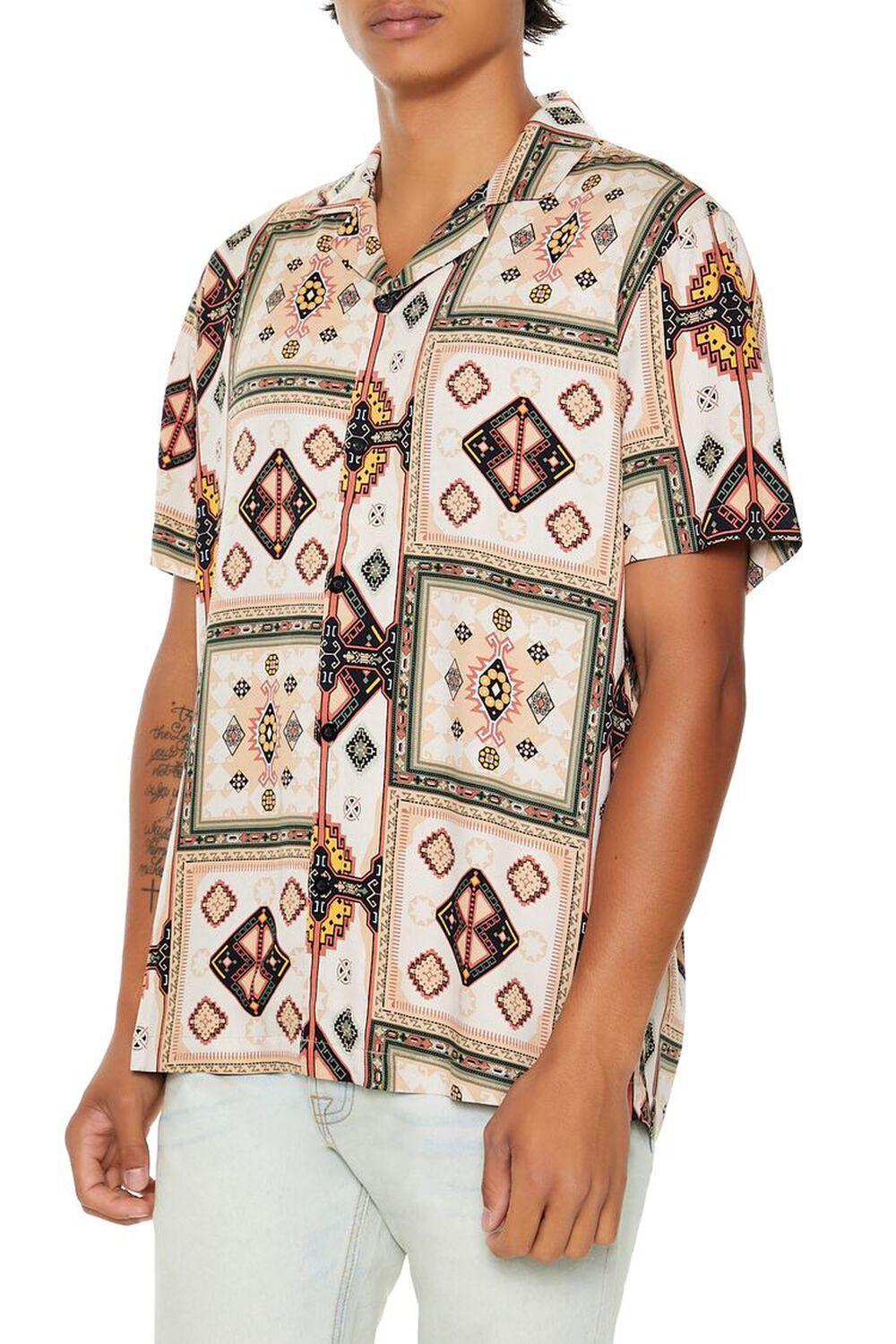 Geo Print Cuban-Collar Shirt | Forever 21 Product Image