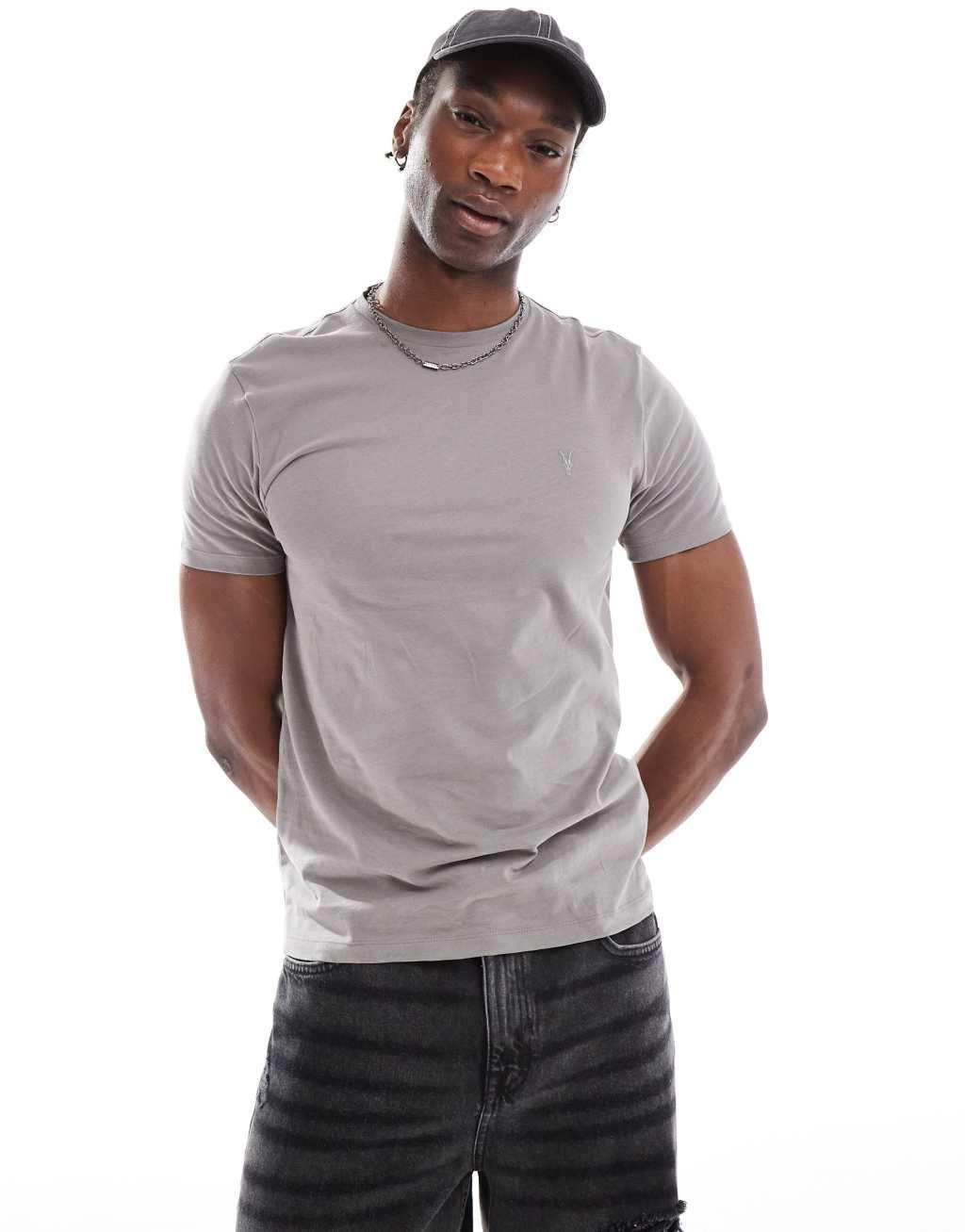 AllSaints Brace brushed cotton t-shirt in gray Product Image