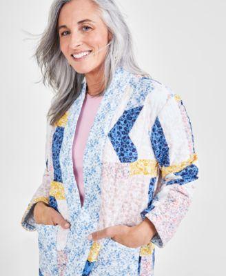 Petite Cotton Quilted Patchwork Jacket, Created for Macy's Product Image