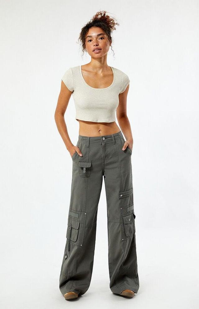 Women's Low Rise Baggy Flare Cargo Pants - Product Image