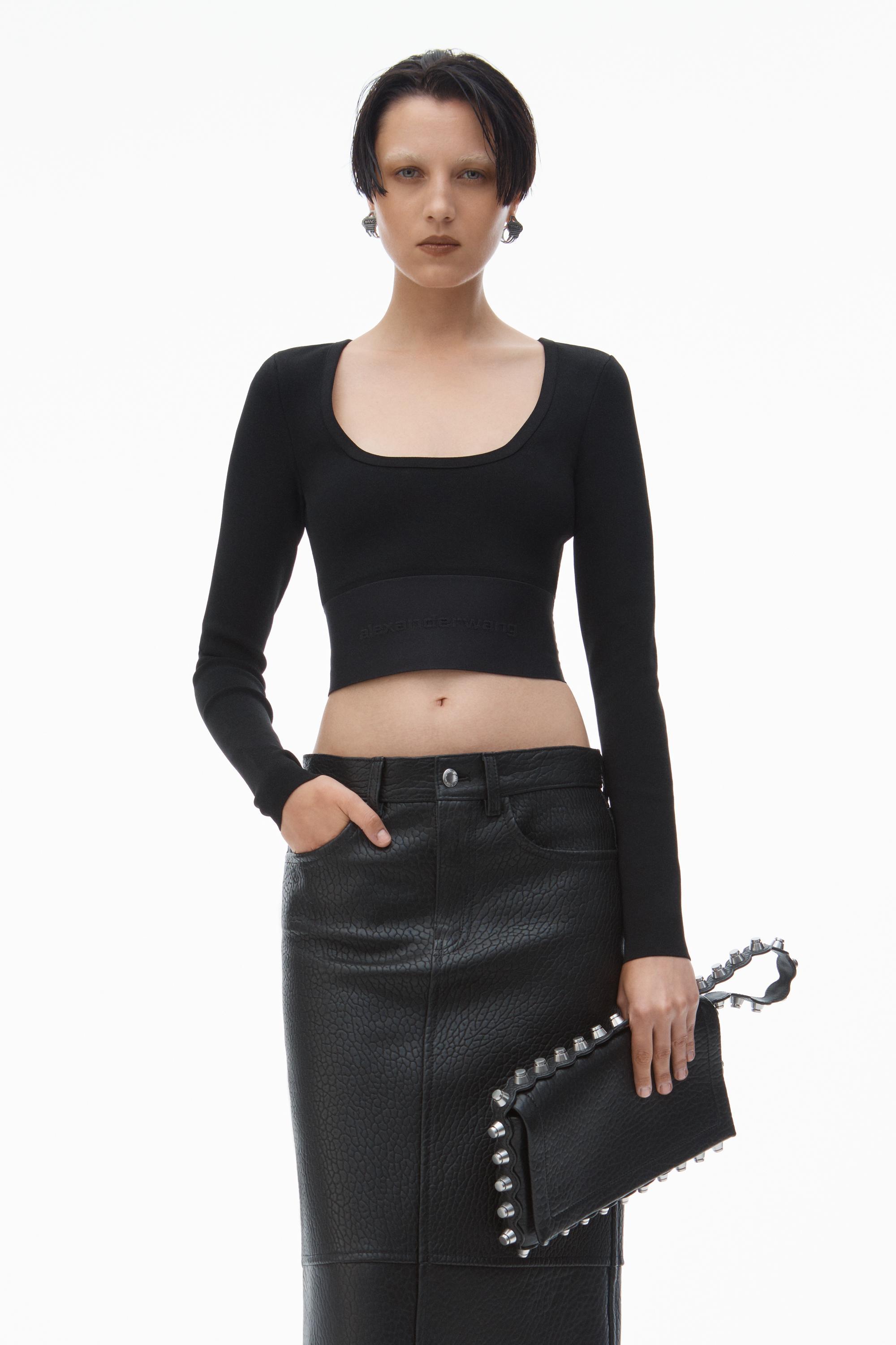 Long-sleeve Cropped Top With Logo Elastic Product Image