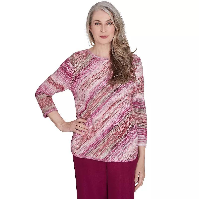 Petite Alfred Dunner Diagonal Space Dye Top, Womens Product Image