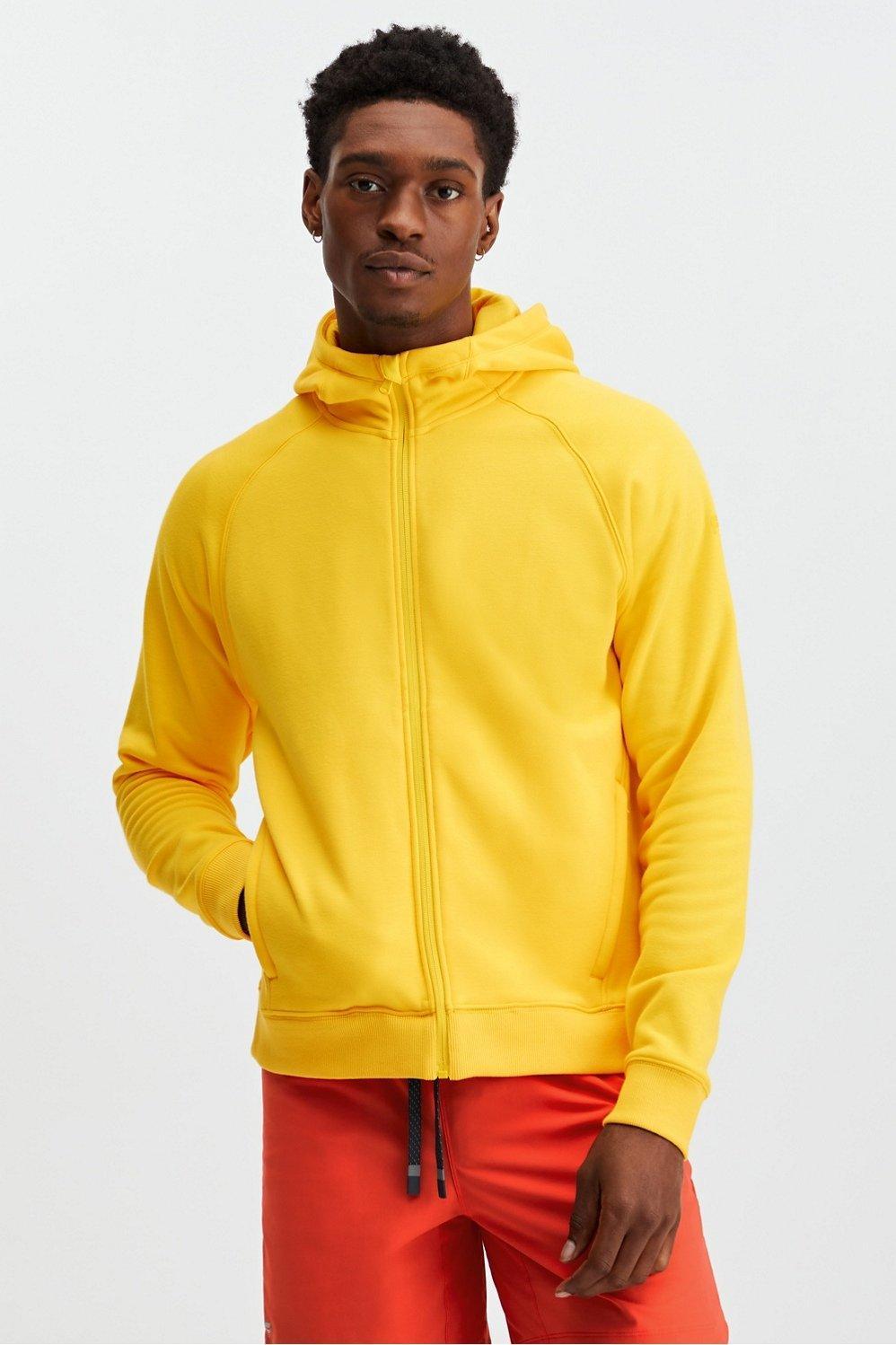 Fabletics Men The Go-To Full Zip Hoodie male Vintage Yellow Size M Product Image