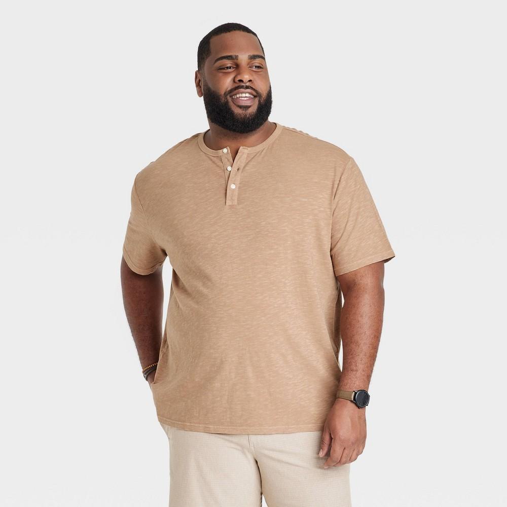 Mens Big & Tall Short Sleeve Henley T-Shirt - Goodfellow & Co Brown 3XLT Product Image