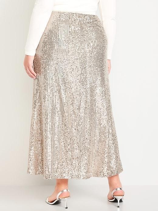 High-Waisted Sequin Maxi Skirt Product Image