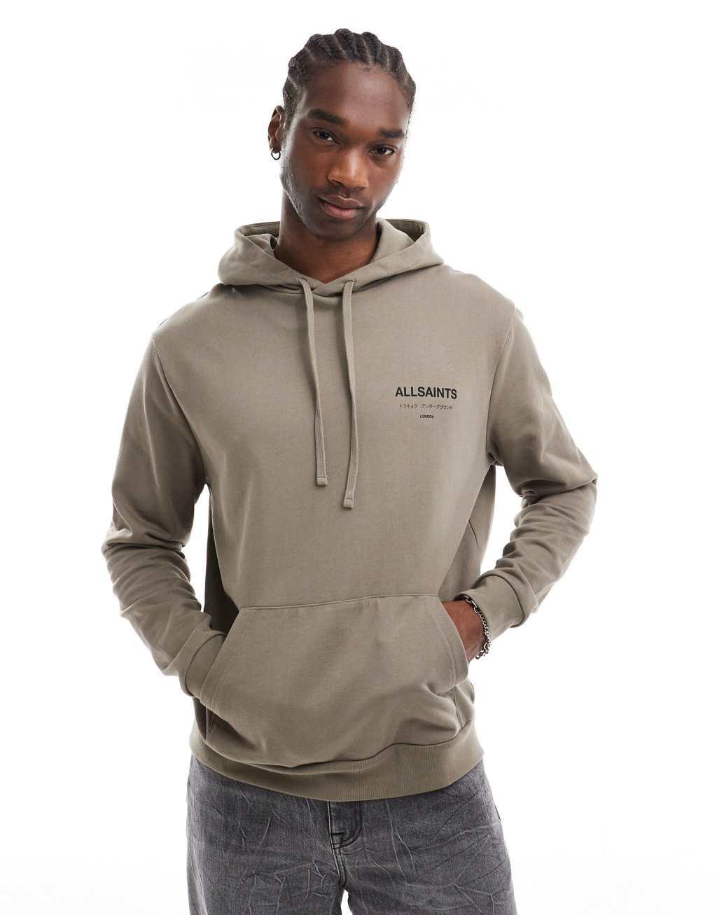 AllSaints Underground Oth hoodie in green Product Image