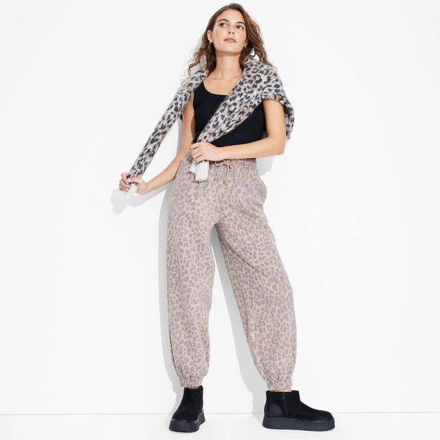 Womens High-Rise Baggy Joggers - Wild Fable Black Leopard Spot XXS Product Image