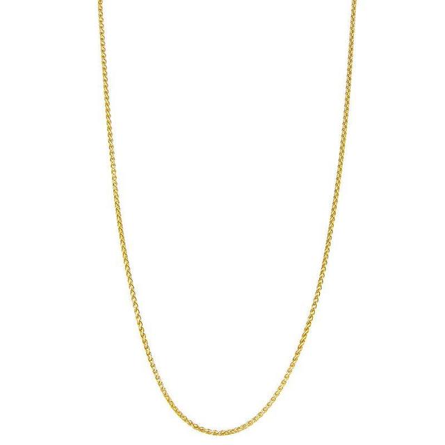 Primavera 24k Gold Over Silver Wheat Chain Necklace, Womens 24k Gold Tone Product Image