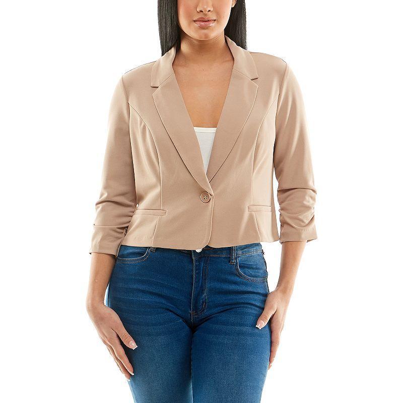 Womens Nina Leonard Button Cropped Blazer Product Image