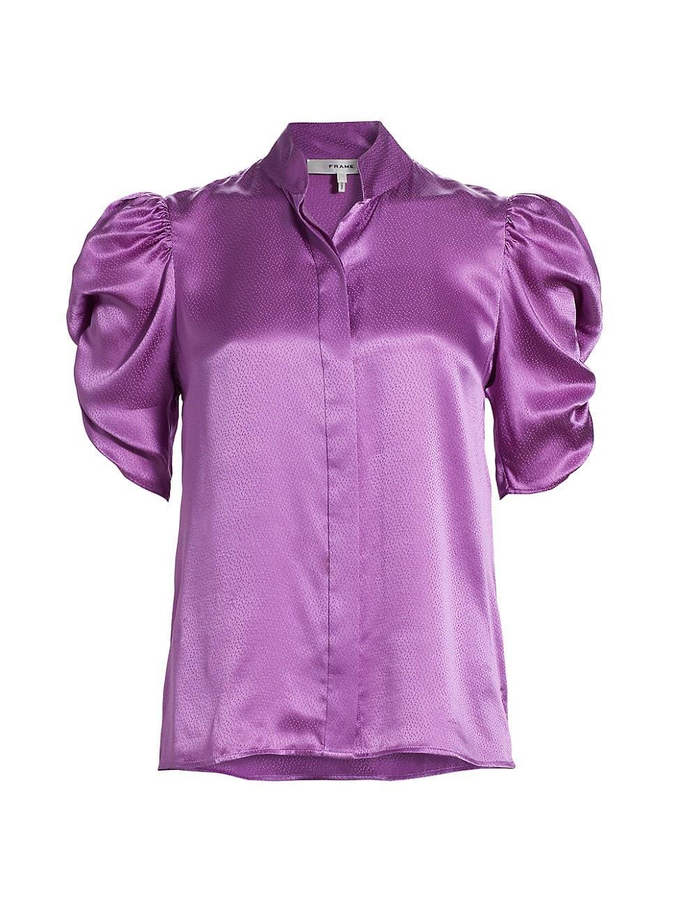 Womens Puff-Sleeve Silk Blouse product image