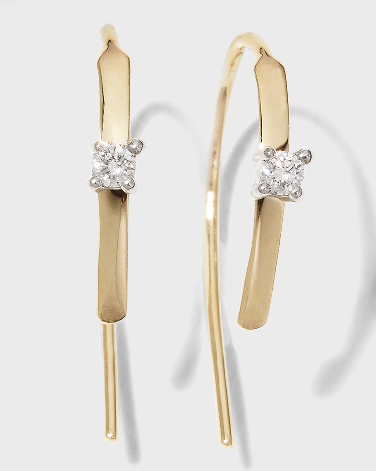 Womens 14K Yellow Gold & Diamond Mini Flat Earrings Product Image