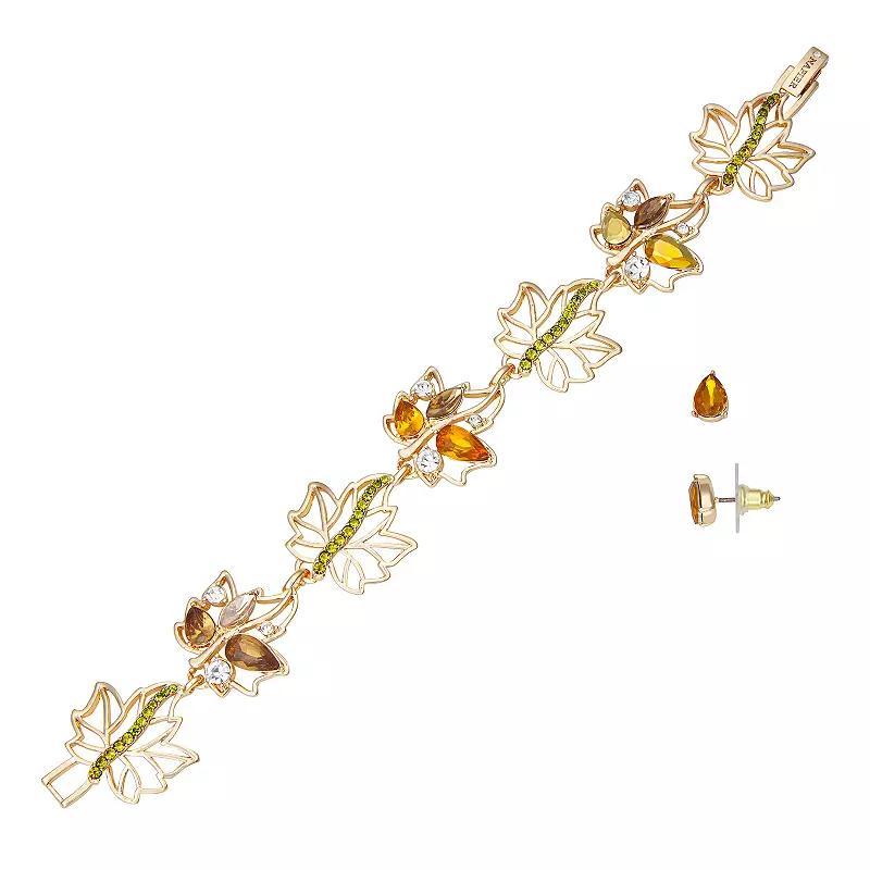 Napier Gold Tone Leaves Bracelet & Earrings Set, Womens, Multi Product Image