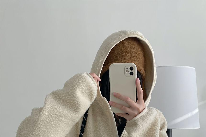 Plain Fleece Zip Hoodie Product Image