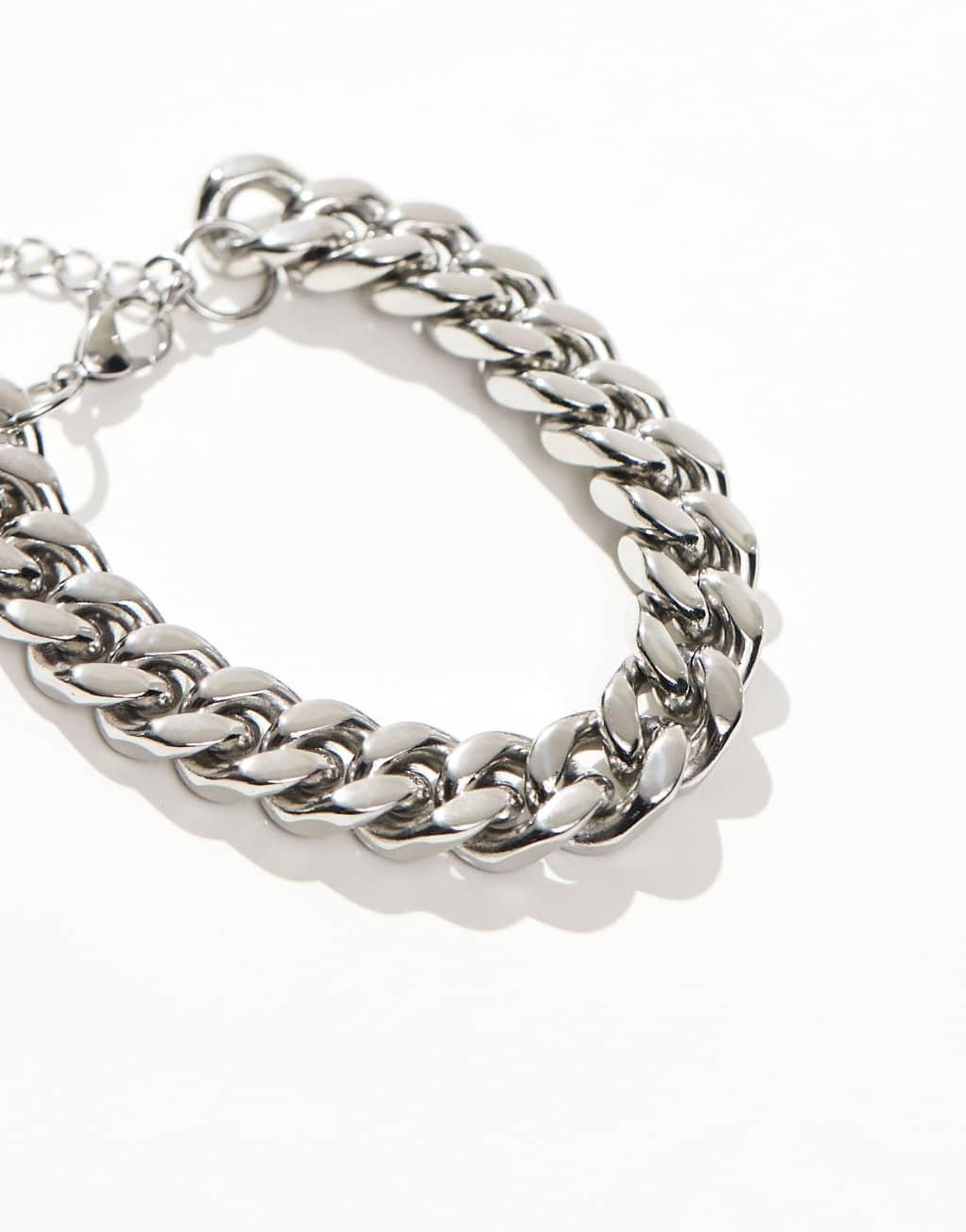 ASOS DESIGN waterproof stainless steel heavyweight bracelet in silver tone Product Image