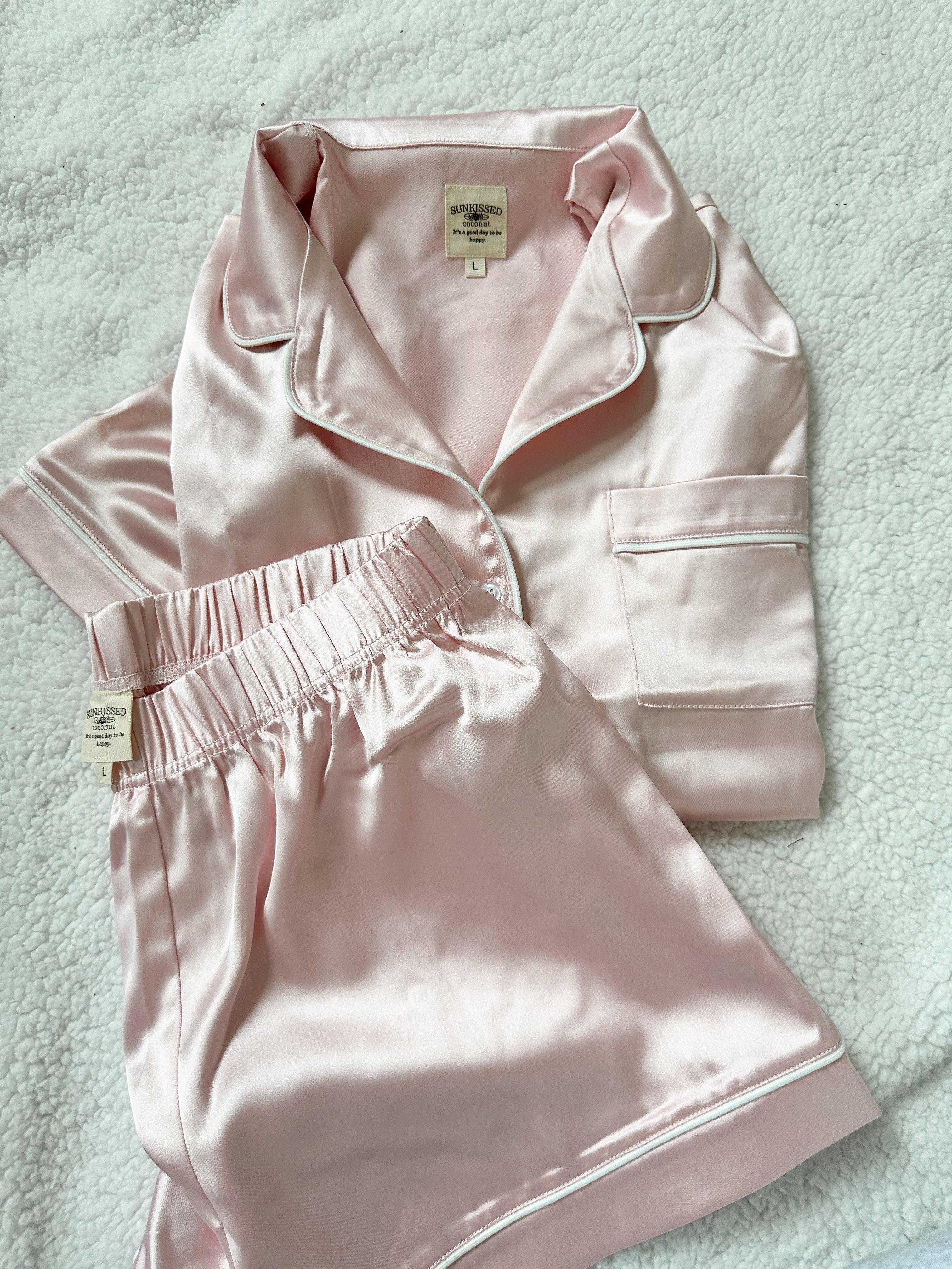 Champagne Pink Short Sleeve Pajama Top Product Image