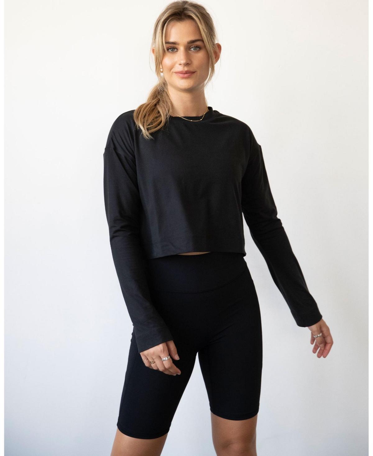 Rebody Active Womens Go With The Flow Crop Long Sleeve Top for Women product image