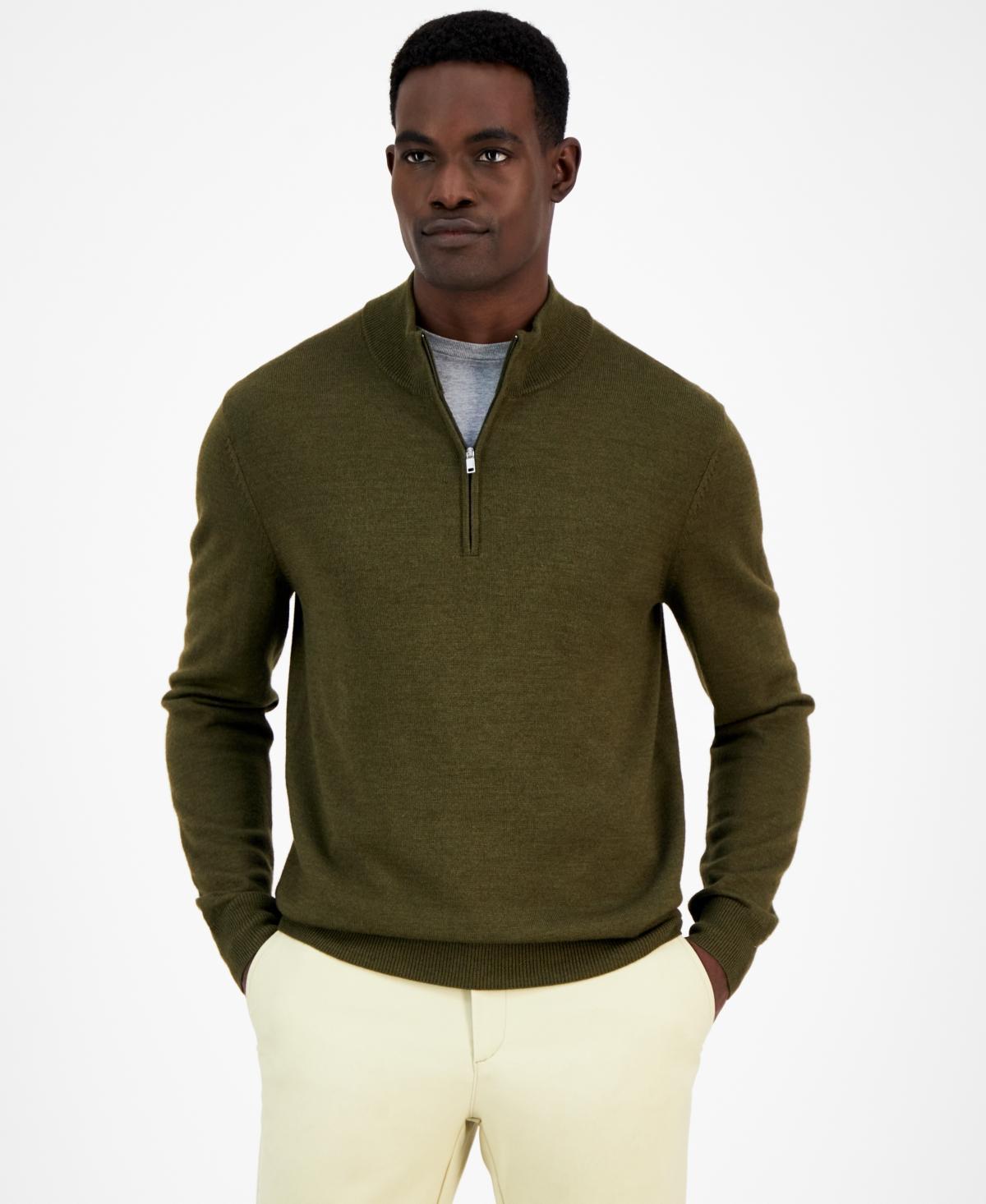 Alfani Mens Long-Sleeve Half-Zip Merino Sweater, Created for Macys Product Image