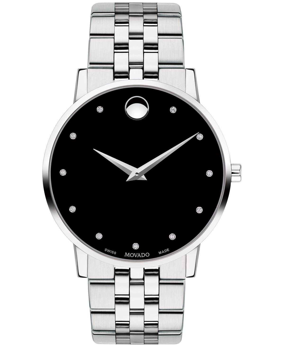 Movado Museum Classic Link Bracelet Watch with Diamond Detail Product Image