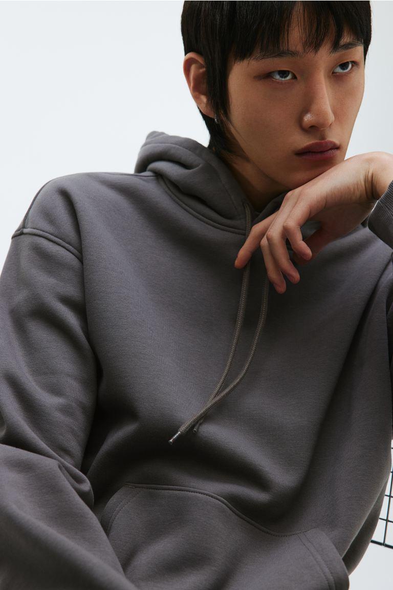 H & M - Loose Fit Hoodie - Gray Product Image