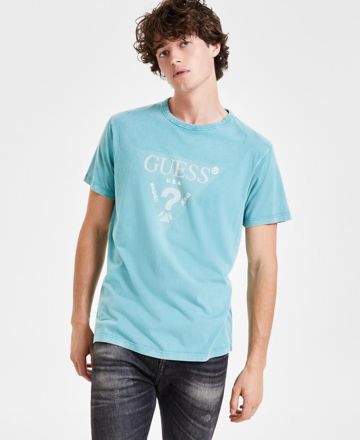 Guess Mens Acid-Washed Triangle Logo Graphic T-Shirt Product Image